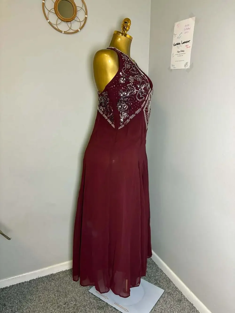 Abercrombie & Fitch Beaded Plunge Maxi Dress